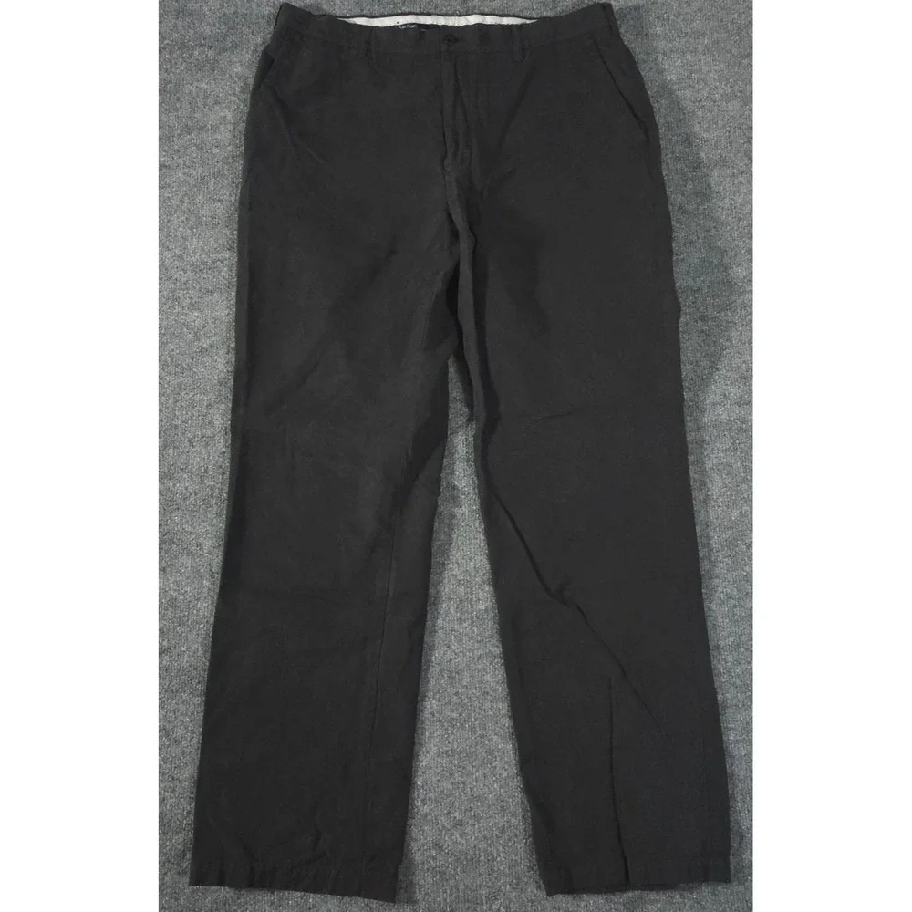 Nat Nast Pants Mens 38 Black Flat Front Silk Cotton Blend Luxury Originals Dress